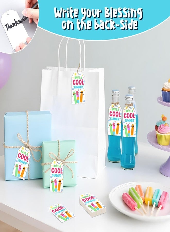 Serencatcher 50pcs Last Day of School Gift Tags, Ice Pops Have a Cool Summer Thank You Tags with String for Students End of School Year Summer Party Decorations Ice Pops Party Favors - Image 5